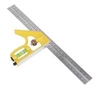 Combination Square Ruler Adjustable Stainless Steel Wood Measuring Tool with Scale for Woodworking and Carpentry Yellow 300mm 12 x 4.7in