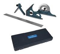 Combination Square Set, 1x Stainless Steel Universal Bevel 180 Degree Angle Combination Square Protractor 12Inch/Metric Bevel Ruler Set with Case