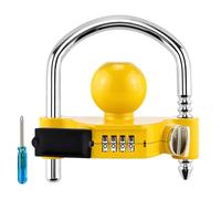 Combination Trailer Lock Hitch Security Adjustable Universal Tow Ball Coupler Lock, Heavy-Duty Steel Fits 1-7/8”, 2”, 2-5/16” Couples for RVs Yellow