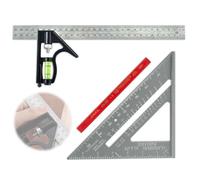 Combination Triangle Rule, 3PCs Square Ruler Tool Set 45-90 Degree Combination Square, 12 Inch Combination Square with Spirit Level Combination Squar/e Carpentry Tools for Woodworking