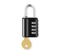 Combination with Key 4 Digit Password Backpack Luggage Padlock Dormitory Cabinet Lock 1Pcs(Black)