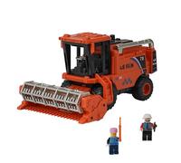 Combine Harvester Tractor Toys - with 2 Random Mini Figurine Men, Simulating Wheat Cutting Scenes, Realistic Combination Harvester Joint Movable Farm Car Toys Gift for Kids Children Age 3+ (Orange)