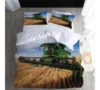 Combine Harvesters Duvet Cover Sets Bedding Set Single Size - 135x200cm Tractor And Combine Harvester Super Soft Anti Allergic Duvet Set, Easy Care and Breathable Microfiber Covers With 2 Pillowcase