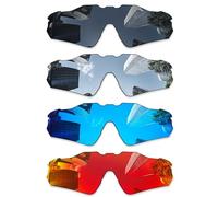 Combine8 4 Pieces Polarized Replacement Lenses for Oakley Radar EV Path OO9208/Radar EV Path Asian Fit (AF) OO9275 Sunglass - Black + Silver Titanium + Ice Blue + Fire Red