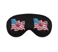 Combined American Canadian Flag Sleep Mask Lightweight Blindfold Eye Mask with Adjustable Strap for Men Women
