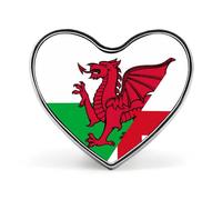 Combined Flag of England And Wales Cute Brooch Badge Heart Shape Pin Hat Clothing Jewelry Accessories Gifts for Wedding Party