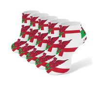 Combined Flag of England And Wales Men's Ankle Low Socks 5 Pack Non Slip Flat Boat Breathable Athletic Socks for Women