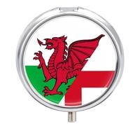 Combined Flag of England and Wales Pill Case 3 Compartment Pillbox