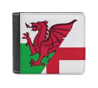 Combined Flag of England And Wales Printed Wallets Bifold Wallet Change Cash Bag with Multiple Card Slots for Men And Women