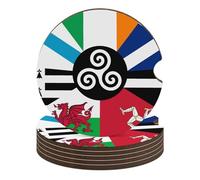 Combined Flag of The Celtic Nations Car Cup Holders Coasters 6PCS