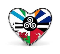 Combined Flag of The Celtic Nations Cute Brooch Badge Heart Shape Pin Hat Clothing Jewelry Accessories Gifts for Wedding Party