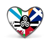 Combined Flag of The Celtic Nations Heart Brooch Pin Lapel Pins Tie Suit Dress Accessories Wedding Birthday for Men Women