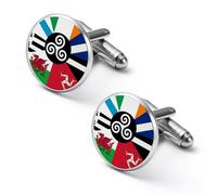 Combined Flag of The Celtic Nations Mens Classic Cufflinks Custom Shirt Cuff Links Jewelry Accessories for Business Wedding 0.7" 0.8"