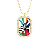 Combined Flag of The Celtic Nations Personalized Necklace Print Pattern Pendant With Chain Gifts For Women Men Golden-style-18