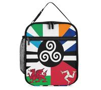 Combined Flag of The Celtic Nations Printed Insulated Lunch Box Portable Lunch Bag with Detachable Handle for Travel Work Picnic