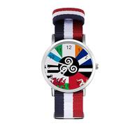Combined Flag of The Celtic Nations Quartz Watches Arabic Numerals Wrist Watch with Adjustable Strap for Men Women