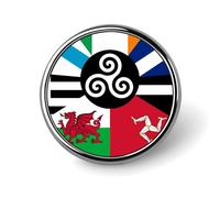 Combined Flag of The Celtic Nations Round Brooch Pin Lapel Pins Tie Suit Dress Accessories Wedding Birthday for Men Women