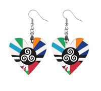 Combined Flag of The Celtic Nations Round Wooden Earrings Boho Drop Pendant Fashion Gifts for Women