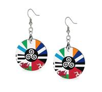 Combined Flag of The Celtic Nations Round Wooden Earrings Boho Drop Pendant Fashion Gifts for Women