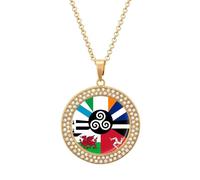 Combined Flag of The Celtic Nations Women's Custom Pendant Necklace Round Diamond Necklaces Jewelry Gifts for Men Birthday