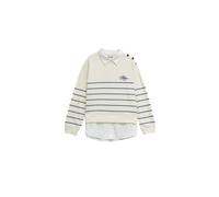 Salsa Jeans Stripped Twofer Sweatshirt Beige L Woman