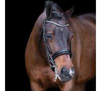 Imperial Riding Athena Bridle without Reins, Anatomical Headpiece, Cowhide Padding, Rhinestone Headband, Patent Leather Noseband with Glitter Piping, Buffalo Leather, Stainless Steel Fittings, Black