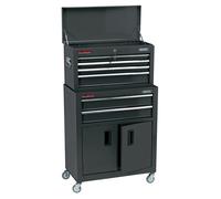 Combined Roller Cabinet and Tool Chest 6 Drawer 24in Black Storage Unit Heavy