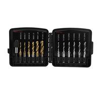 Combined Tap Drill Bit Set, HSS Metric Ti Plated US System, Spiral Groove Design for Efficient Chip Removal, High Hardness and Long Life Tap Drill Bits with Fast Change Adapter 1/4