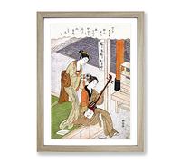 Combing His Hair By Harunobu Suzuki Asian Japanese Framed Print | A3 Oak Framed Wall Art | Ready to Hang | Asian Nature Picture | Living Room Bedroom Lounge Office