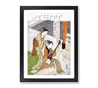 Combing His Hair By Harunobu Suzuki Asian Japanese Framed Print | A4 Black Framed Wall Art | Ready to Hang | Asian Nature Picture | Living Room Bedroom Lounge Office