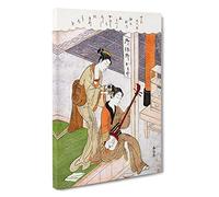 Combing His Hair by Harunobu Suzuki Painting Canvas Print | Gallery Wrapped 30mm Frame Wall Art | 30x20 inches | Ready to Hang | Contemporary Picture | Living Room Bedroom Lounge Office