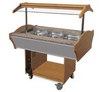 Combisteel Commercial Mobile Heated Buffet Bar 3 x 1/1 GN Granite Worktop Teak