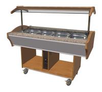 Combisteel Commercial Mobile Heated Buffet Bar 4 x 1/1 GN Granite Worktop Teak