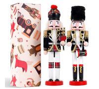 COMBIUBIU 2Pcs Wooden Christmas Decorations Nutcracker, 30CM Traditional Painted Nutcracker Figures,Festive Collectible Christmas Ornament Gift for Family Friends (Bagpipes & Drum)