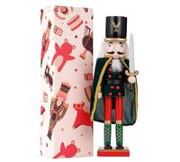 COMBIUBIU 38 cm Nutcracker Figures Wooden Nutcracker Soldiers, Traditional Christmas Nutcracker Figures Decoration Made of Pine Wood for Home Christmas Room Decorations (Black)