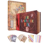 COMBIUBIU Our Adventure Book Leather Design Scrapbook Album, Photo Album Wedding, Memory Book, Wedding Guest Book, Birthday, Christmas, Anniversary Gift (80 Pages)