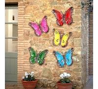COMBLU 5 PCS Metal Butterfly Wall Decor, Metal Butterfly Ornaments Indoor Outdoor Wall Art Decorations for Backyard Patio Fence Garden Home