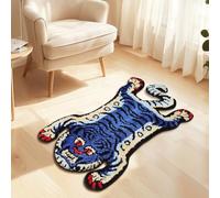 Comblue Cute Blue Tiger Bath Mat Bathroom Rugs, Extra Soft And Absorbent Microfiber Area Rug, Funky Cool Indoor Non-Slip Plush Shaggy Rugs For Bedroom Living Room Decor, Machine Washable, 40 x 24 Inch