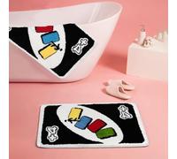 COMBLUE UNO Card Black Bathroom Rugs Non Slip, Fluffy Extra Soft and Absorbent Microfiber Cute Cool Funky Bath Mats, Aesthetic Unique Fun Carpet for Bathroom Shower Bedroom Floor Decor, 32 x 20 Inch