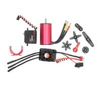 Combo 3665 2900KV Brushless Motor 80A ESC 9KG Servo 25T Metal Swing Arm Set High Torque Power System for 1/10 1/8 RC Cars Red Black