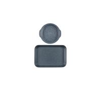 Russell Hobbs COMBO-7557A Roasting Pan & Cake Tin Set, Non-Stick Carbon Steel Oven Trays, Tall Deep Sides, PFOA-Free, Easy Clean, Cooking Set, Nightfall Stone Collection, Blue Marble, 26/40 cm