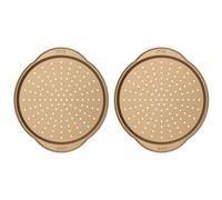 Russell Hobbs COMBO-8150 Set of 2 Opulence Non-Stick Pizza Pans, Round Baking Trays for Garlic Bread, Flatbreads and More, Easy Clean, PFOA Free, Oven Safe to 220 Degrees, 37 cm, Carbon Steel, Gold