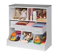 Combo Bin Storage Unit with Three Baskets - Solid White/Woodgrain Gray