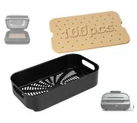 Combo Crisper Basket for Ninja Foodi FG551/DG551/DG651 Smart XL 6-in-1 Indoor Grill Accessories, Non-Stick Air Fryer Basket Replacement with 100 Pack Disposable Air Fryer Paper Liners