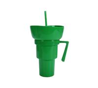 Combo Drink Bowl Cup, Snack and Drink Cup 2 in 1, Dri-nk Cu-p with Snack Bowl, Snack and Dri-nk Combo Cu-p, Multiple Functions Hand with Handle Reusable, for Home, Travel, Cinema (Green)