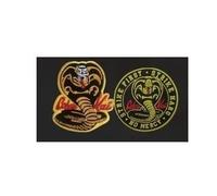 Combo Etched SEW-ON Karate Cobra Snake Karate Kid Cloth Badge Patch & Round Cobra Kais Badge
