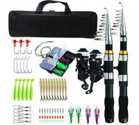 Combo for Rod and Reel, Portable Fishing Combo with Case, Spinning Rod and Reel Combination for Adults, Travel, Saltwater, Freshwater, Fishing Accessories for Fishing Enthusiasts, Complete Fishing