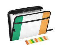 Combo Ireland Flag Folder Organizer with Pockets 13 Pockets A4 Letter Size with Zipper Closure for File Pocket Folder