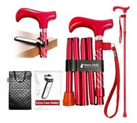 [Combo] Merry Sticks Lightweight Foldable Walking Canes for Women and Men, Adjustable & Collapsible Walking Stick for Seniors, Includes A Cane Bag & A Smart Reflective Cane Holder - Dazzling Red