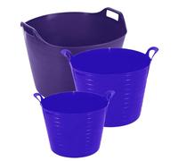 Combo Of 3-26L/ 42L/ 75L Flexi Tub Multi-Purpose Flexible Water Storage Container Toys Bucket Robust Polyethylene Flex Tub Trug Animal Feed Tub For Home Garden - (PURPLE)